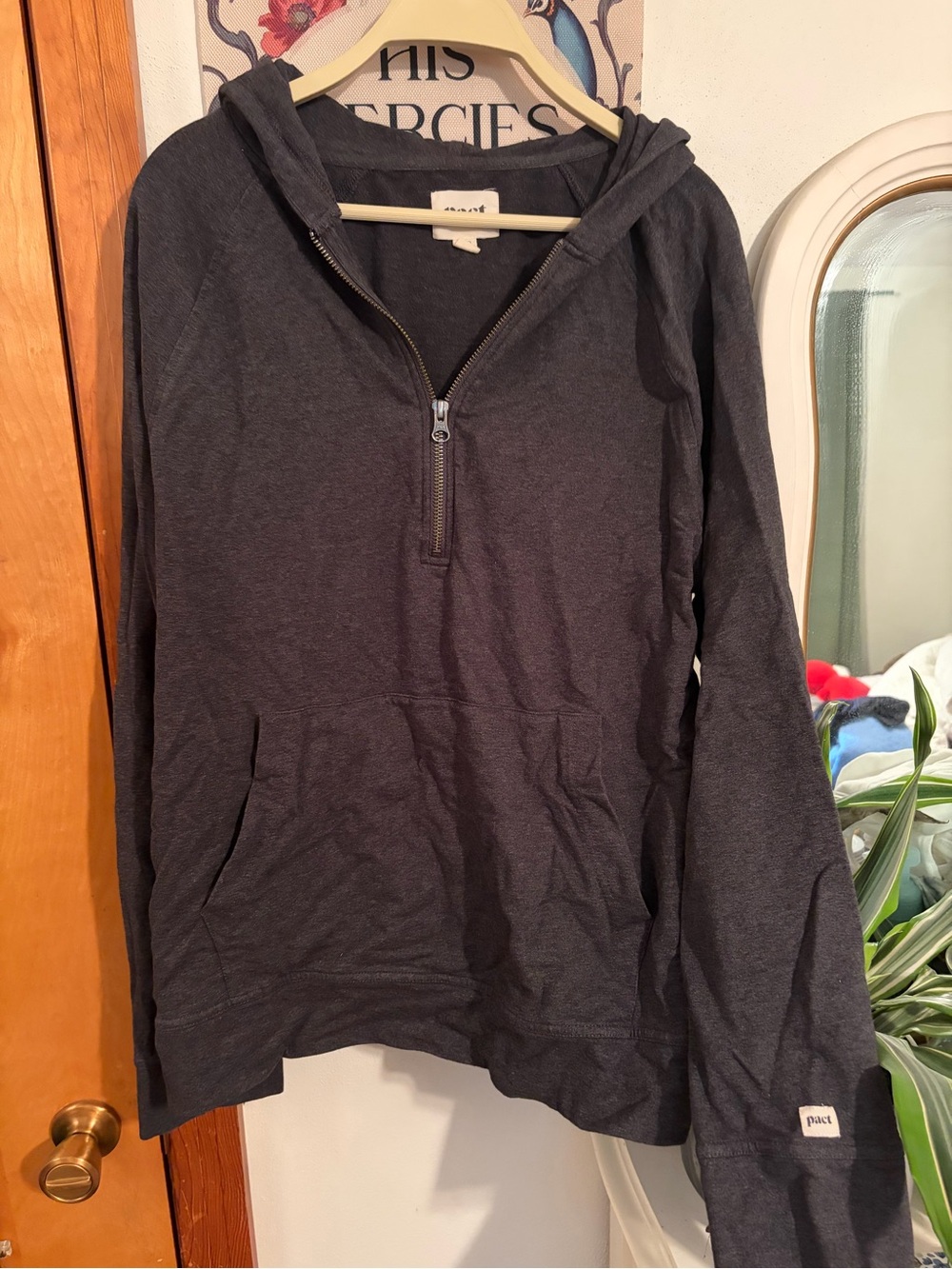 Pact Charcoal Half-Zip Hooded Pullover